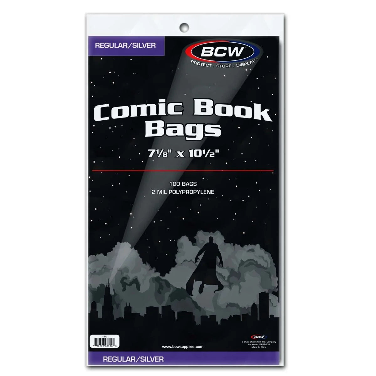 BCW Comic Book Bags - Regular / Silver - 100 Pack