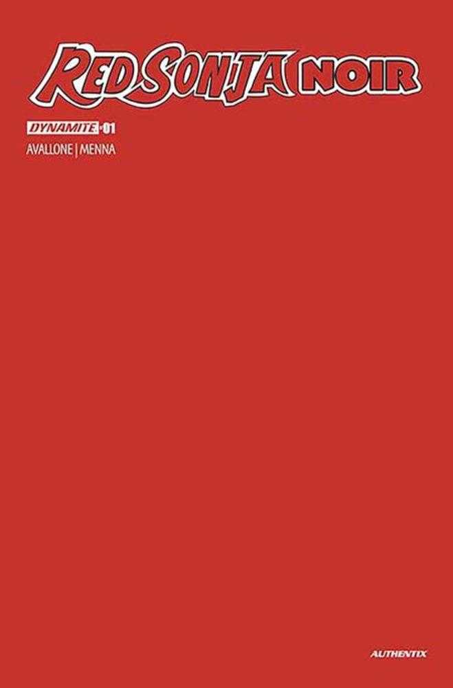 Red Sonja Noir #1 (One Shot) Cover J Red Blank Authentix Foc Bonus Variant