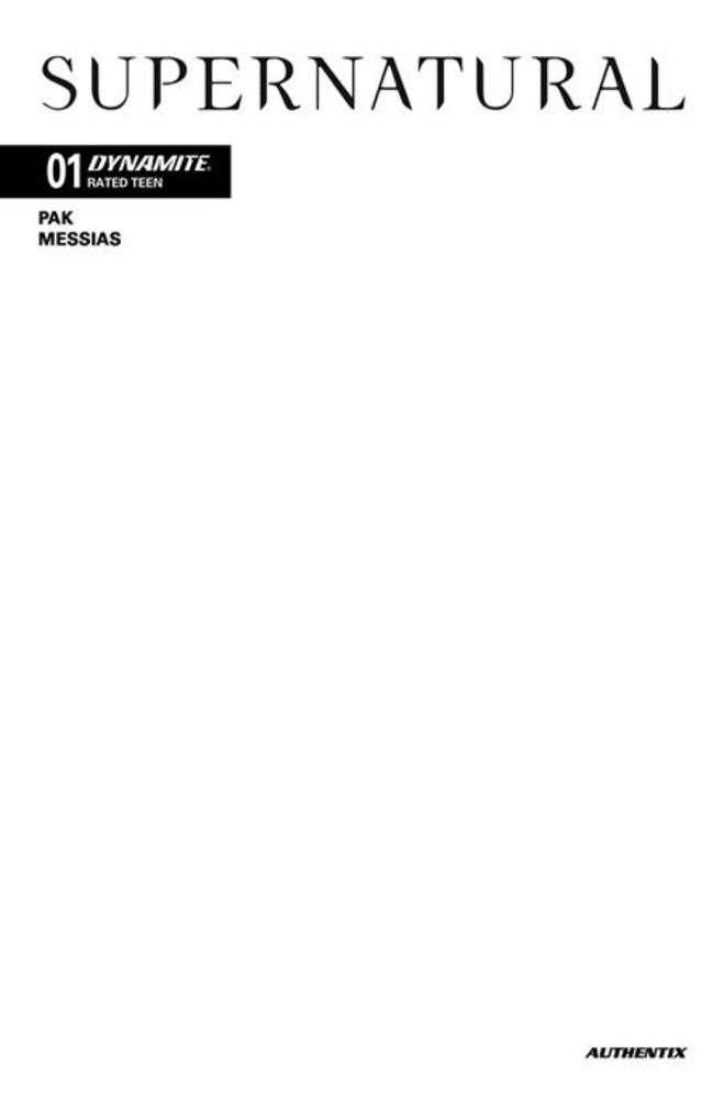 Supernatural #1 Cover G Blank Authentix Variant
