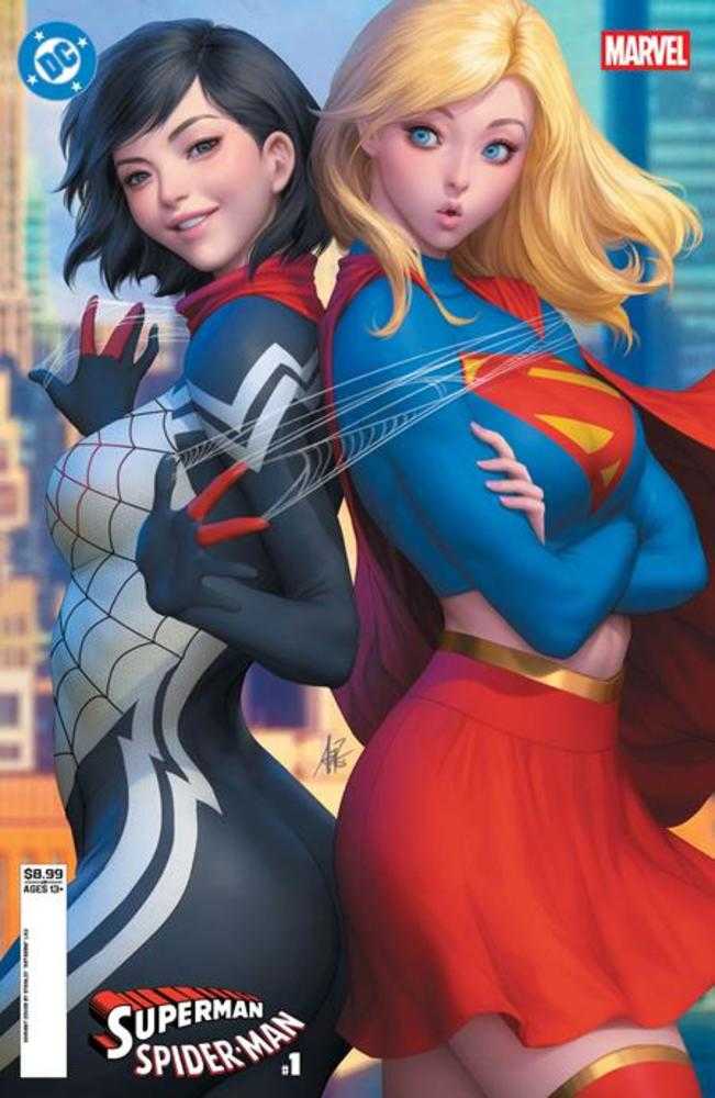 DC Marvel Superman Spider-Man #1 (One Shot) Cover M Stanley Artgerm Lau Supergirl & Silk Card Stock Variant (PRE-ORDER)