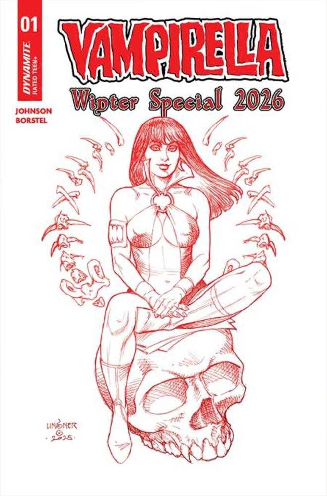 Vampirella Winter Special 2026 #1 Cover J Inc 1:7 Joseph Michael Linsner Fiery Red Line Art Variant