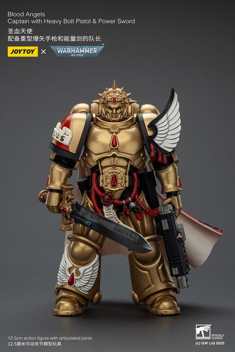 JOYTOY Warhammer 40K: Blood Angels - Captain with Heavy Bolt Pistol & Power Sword Action Figure