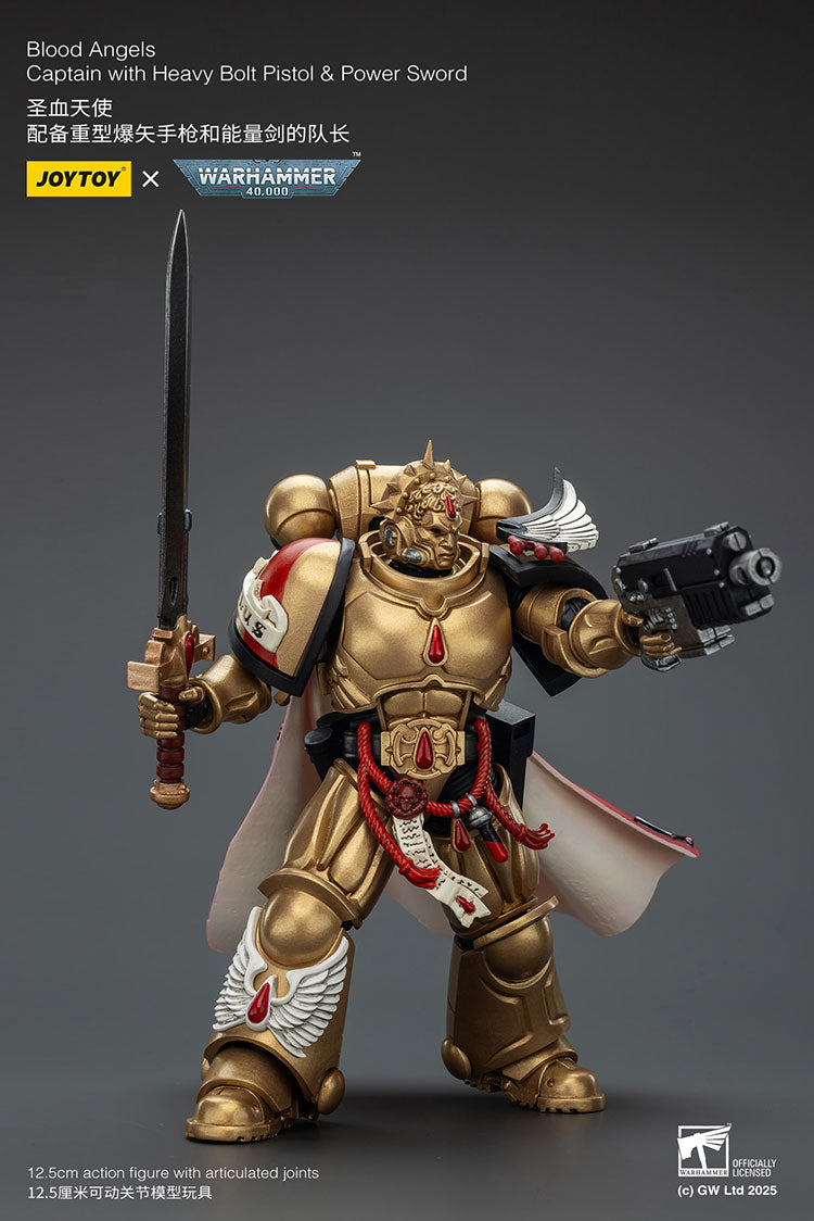 JOYTOY Warhammer 40K: Blood Angels - Captain with Heavy Bolt Pistol & Power Sword Action Figure
