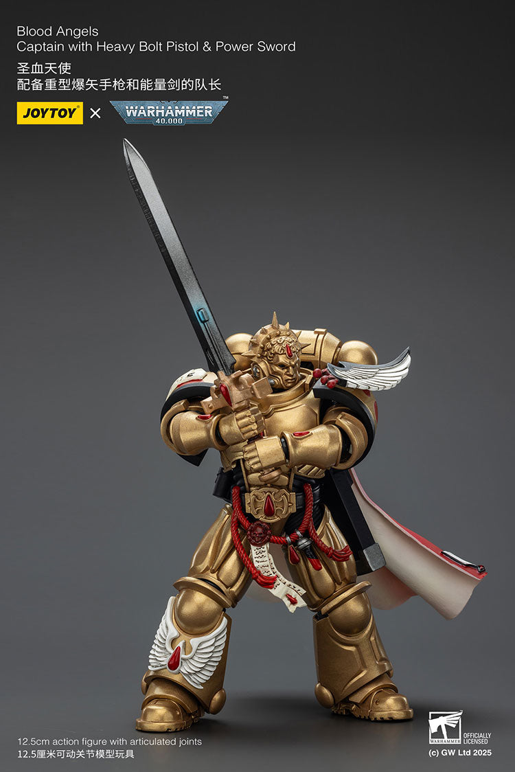 JOYTOY Warhammer 40K: Blood Angels - Captain with Heavy Bolt Pistol & Power Sword Action Figure