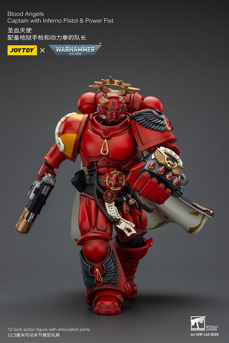 JOYTOY Warhammer 40K: Blood Angels - Captain with Inferno Pistol & Power Fist Action Figure