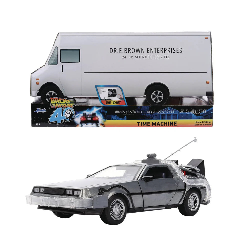 BACK TO THE FUTURE DIE-CAST 1:24 SCALE 40TH ANNIVERSARY "HOLLYWOOD RIDES" LIGHT-UP DELOREAN TIME MACHINE
