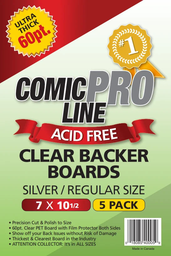 Comic Pro Line Clear Backer Boards - 60pt Silver/Regular Size - 5 Pack