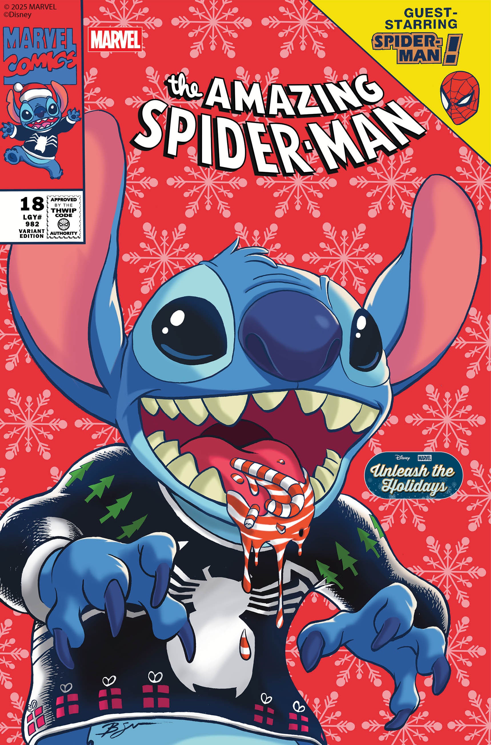 Amazing Spider-Man #18 (2025) Ben Su Disney Stitch Unleash The Holidays Variant