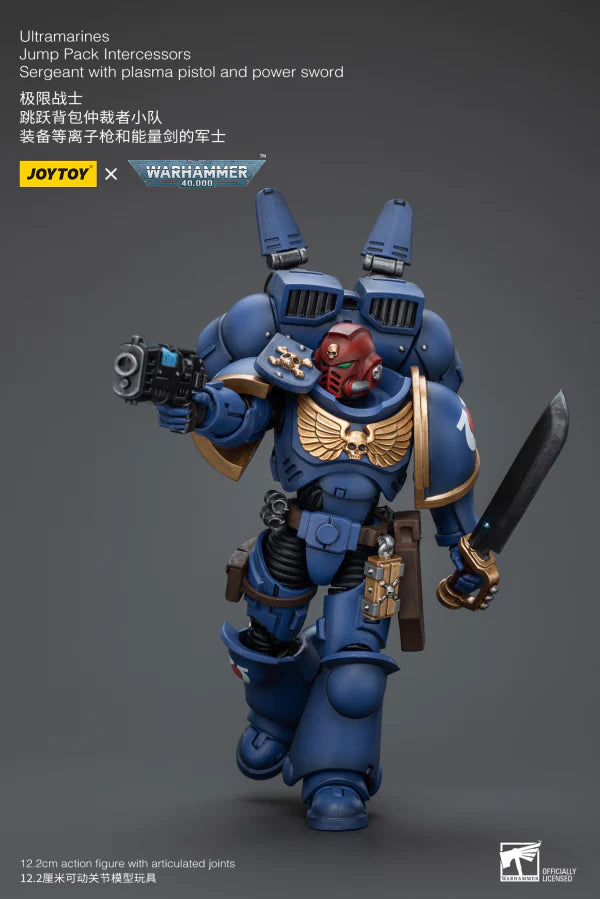 WARHAMMER 40K - JOYTOY - ULTRAMARINES - JUMP PACK INTERCESSORS SERGEANT WITH PLASMA PISTOL AND POWER SWORD