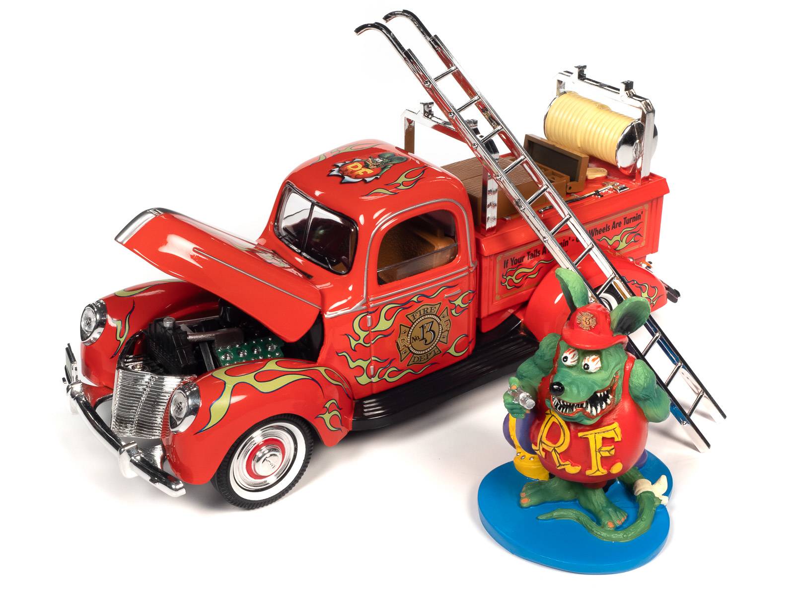 RAT FINK FIRE TRUCK W/RESIN FIGURE 1/18 DIECAST