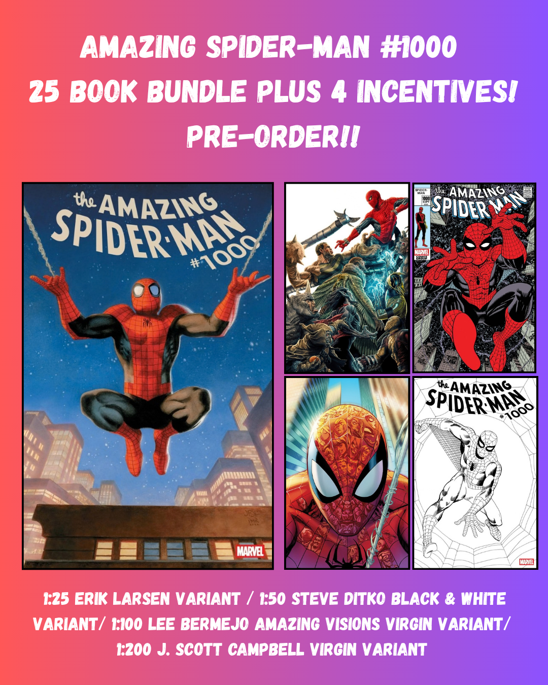 The Amazing Spider-Man #1000 - 25 BOOK BUNDLE + 4 INCENTIVES (PRE-ORDER)
