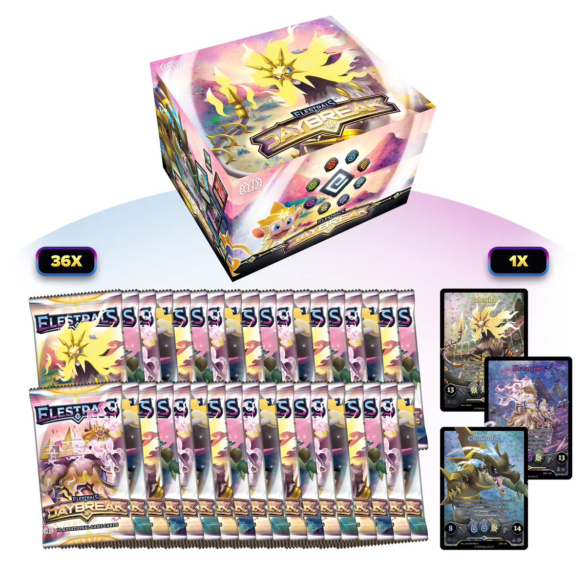 elestrals booster box DAYBREAK Transparent pouch kit for::Kit Jeu de Base + 1 Extensions Prismatic-Evolutions-Booster-Box and their Champions Are these real? I