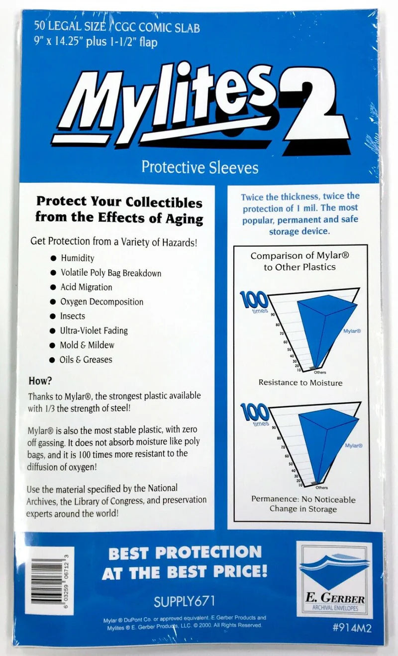 Mylites 2 50 Legal Size/CGC Comic Sleeves