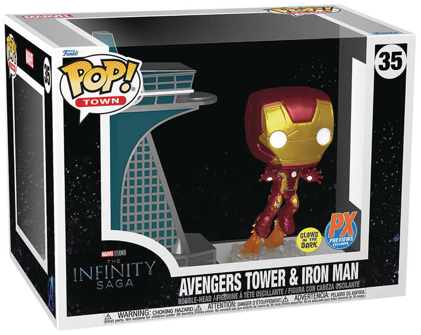 Pop! Town: Marvel Infinity Saga Avengers Tower & Iron Man (Glow-in-the-Dark Previews Exclusive) Vinyl Figure
