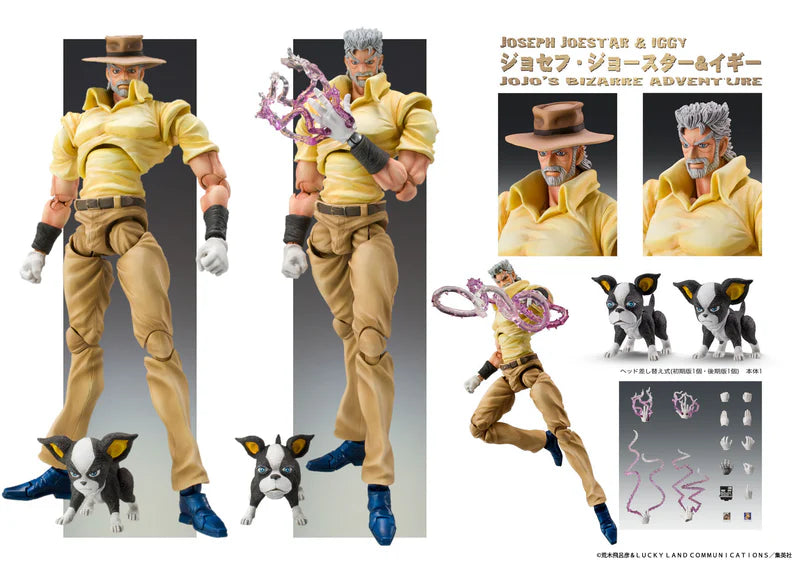 Medicos Super Action Statue: Jojo's Bizarre Adventure Joseph Joestar & Iggy Action Figure