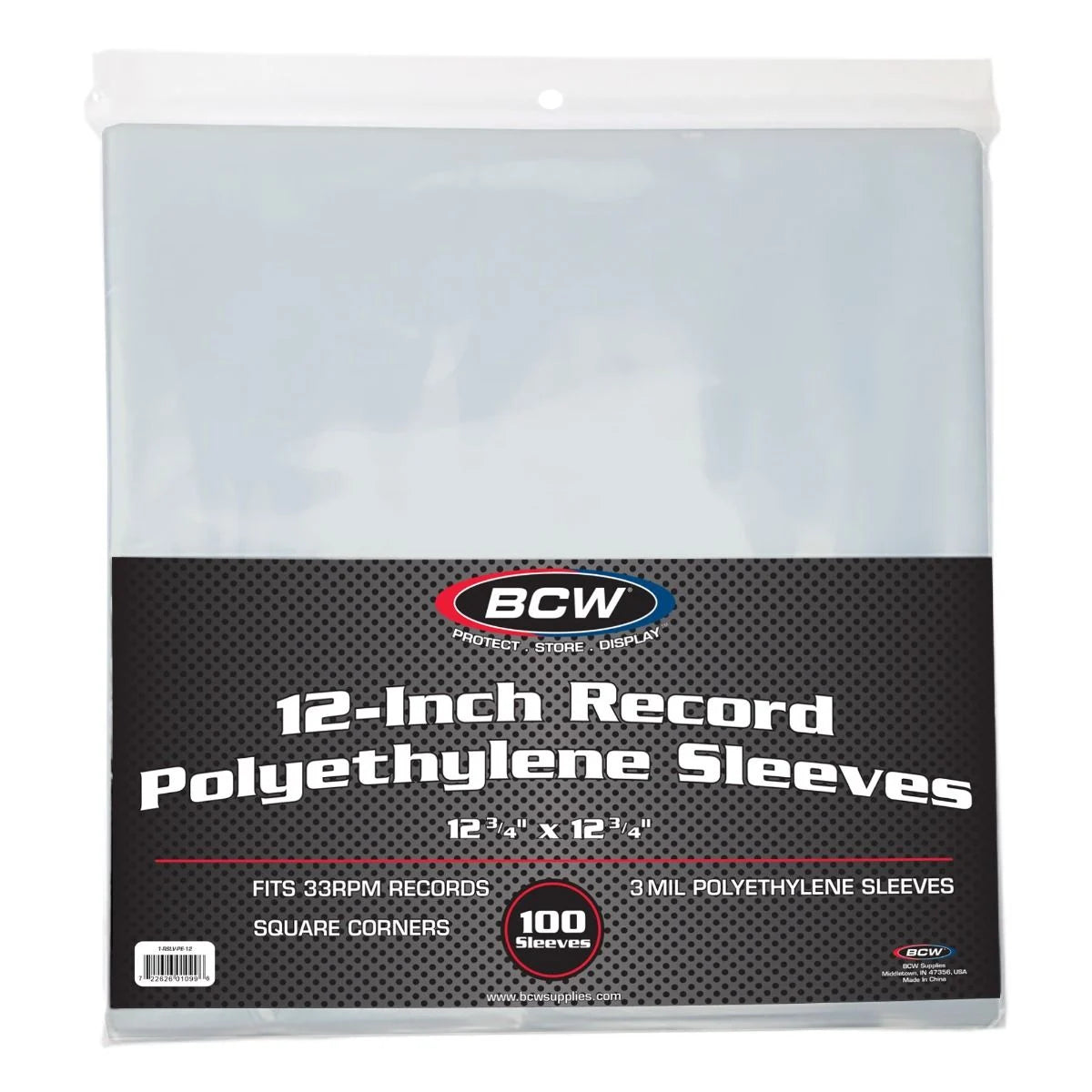 BCW 12-Inch Record Sleeves - Polyethylene - 100 Pack