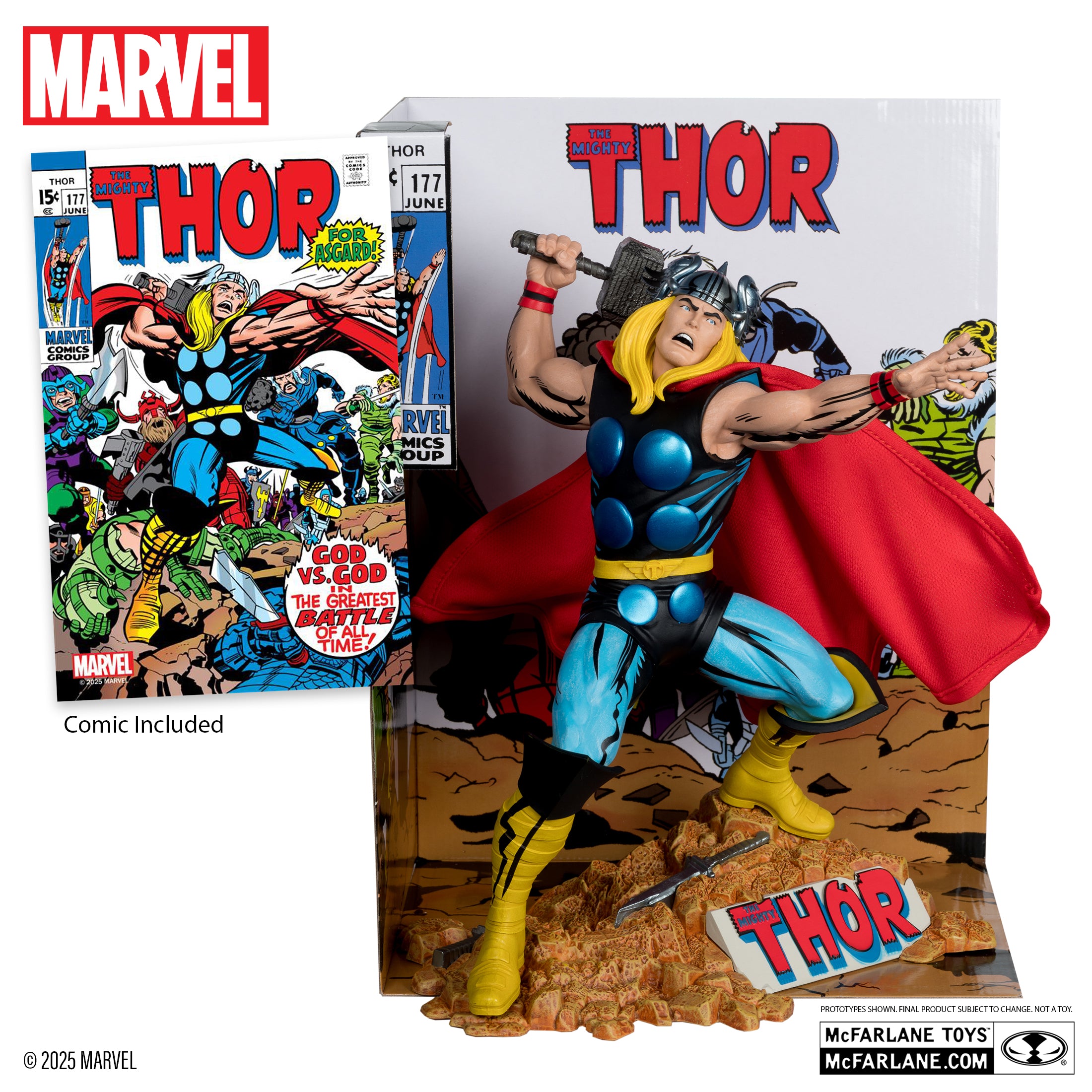 Thor 1:6th Scale Collectible With Scene & Comic (The Mighty Thor #177)