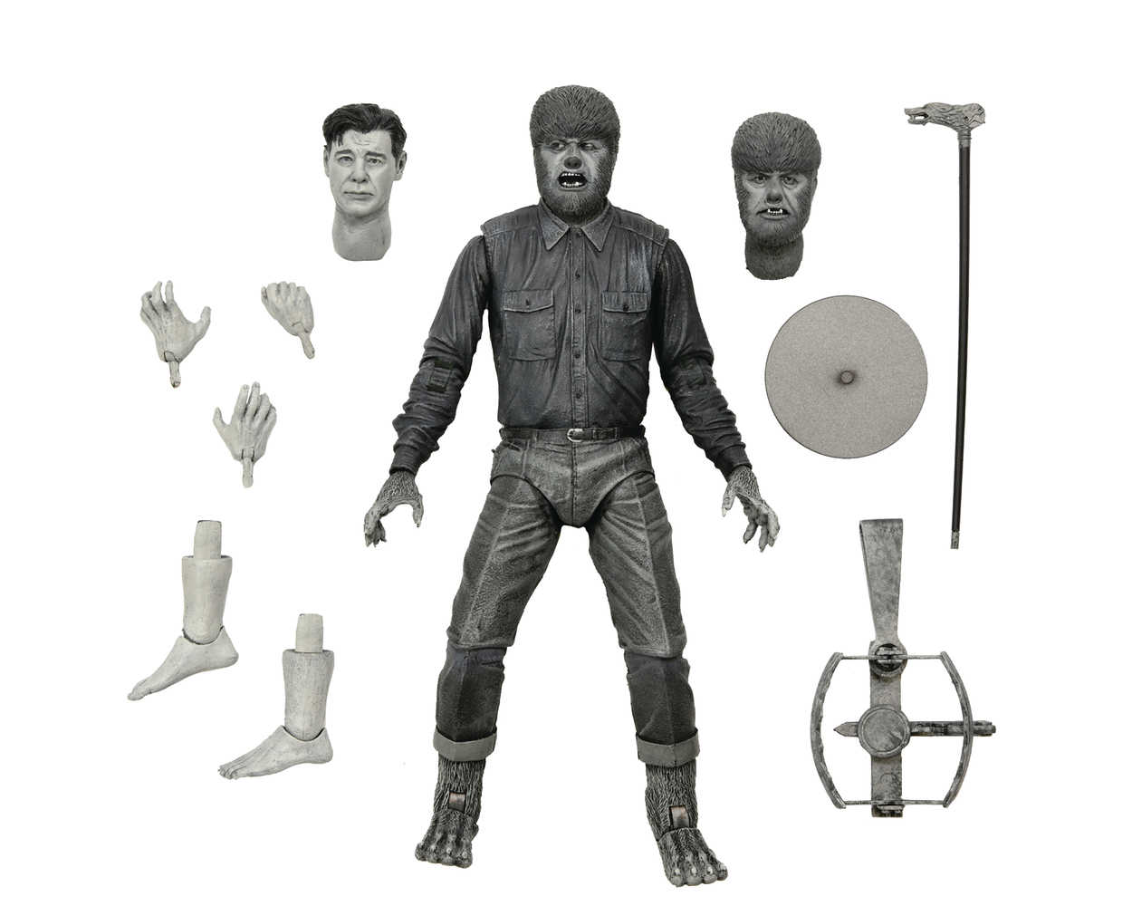 Universal Monsters Ultimate Wolf Man Black & White 7 In Action Figure