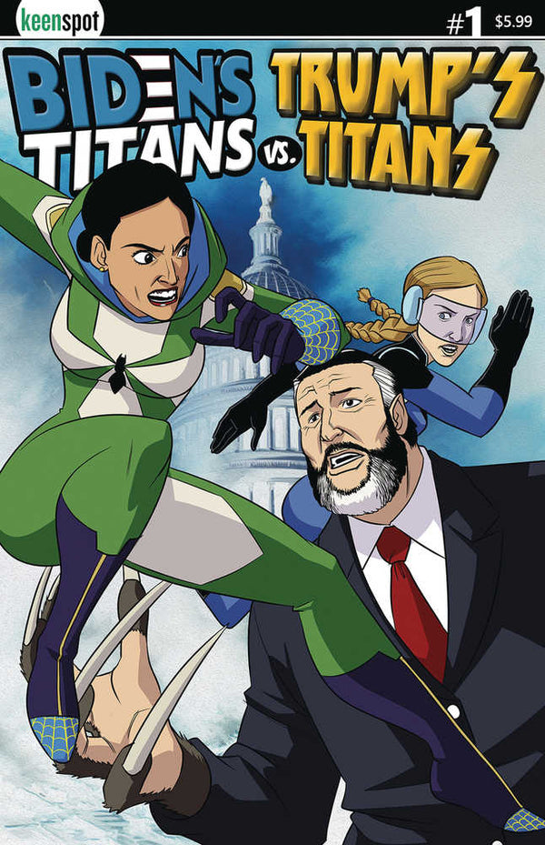 Bidens Titans vs Trumps Titans #1 Cover E Aoc & Greta vs Ted C