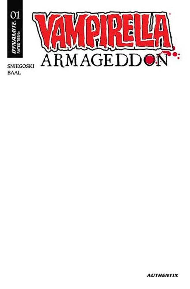 Vampirella Armageddon #1 Cover J Blank Authentix Variant