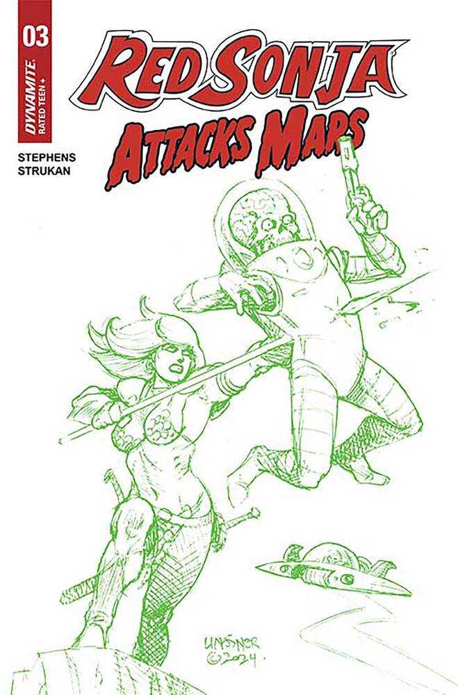 Red Sonja Attacks Mars #3 Cover K Foc 7 Copy Variant Edition Linsner Mart