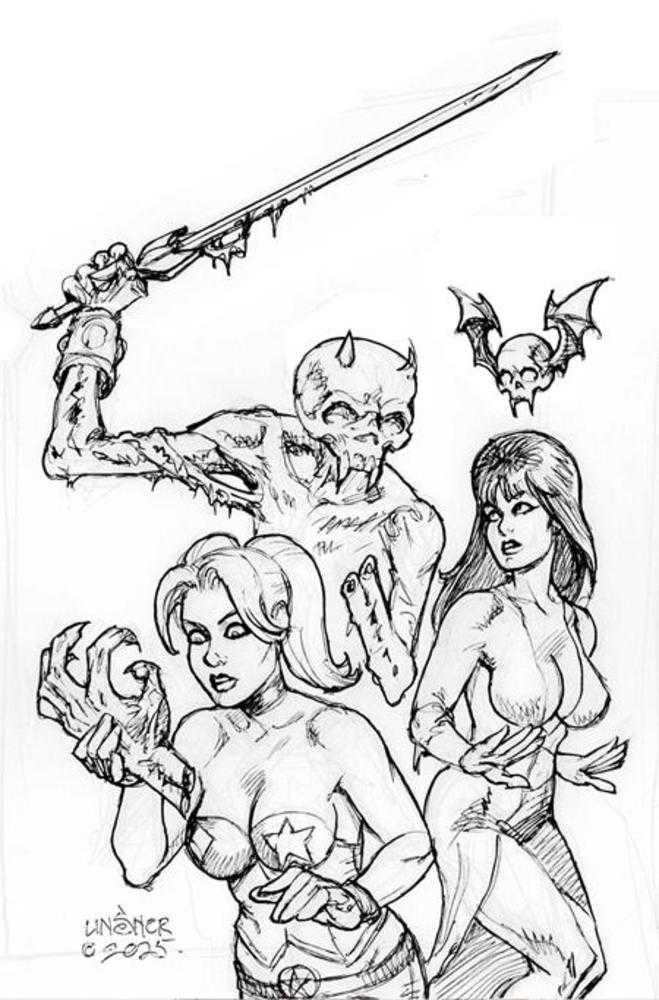 Harley Quinn X Elvira #3 Cover M 1 in 10 Joseph Michael Linsner Line Art Virgin Foc Bonus Variant