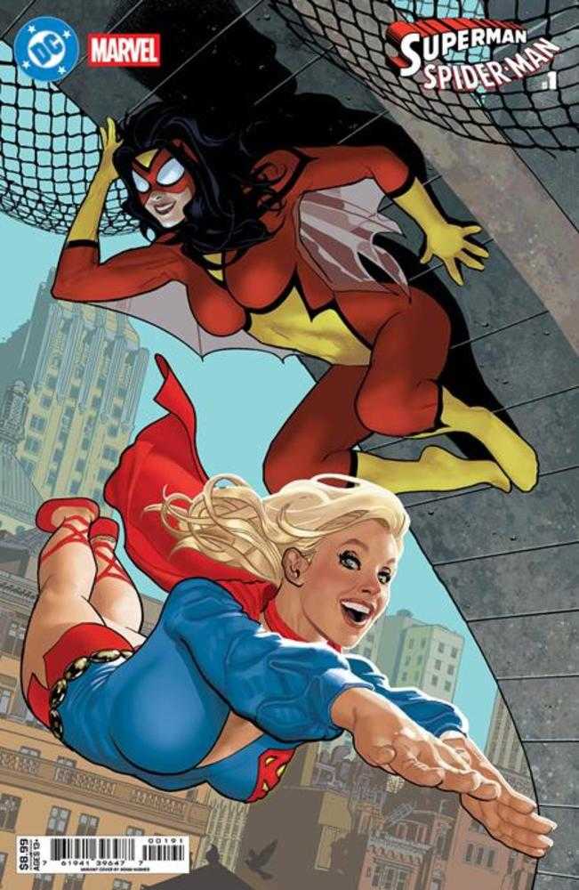 DC Marvel Superman Spider-Man #1 (One Shot) Cover I Adam Hughes Supergirl 70's & Spider Woman 70's Card Stock Variant