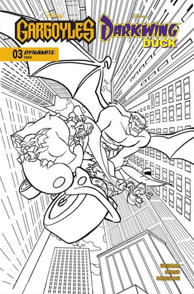 Gargoyles Darkwing Duck #3 Cover K Inc 1:7 Tad Stones Line Art Variant