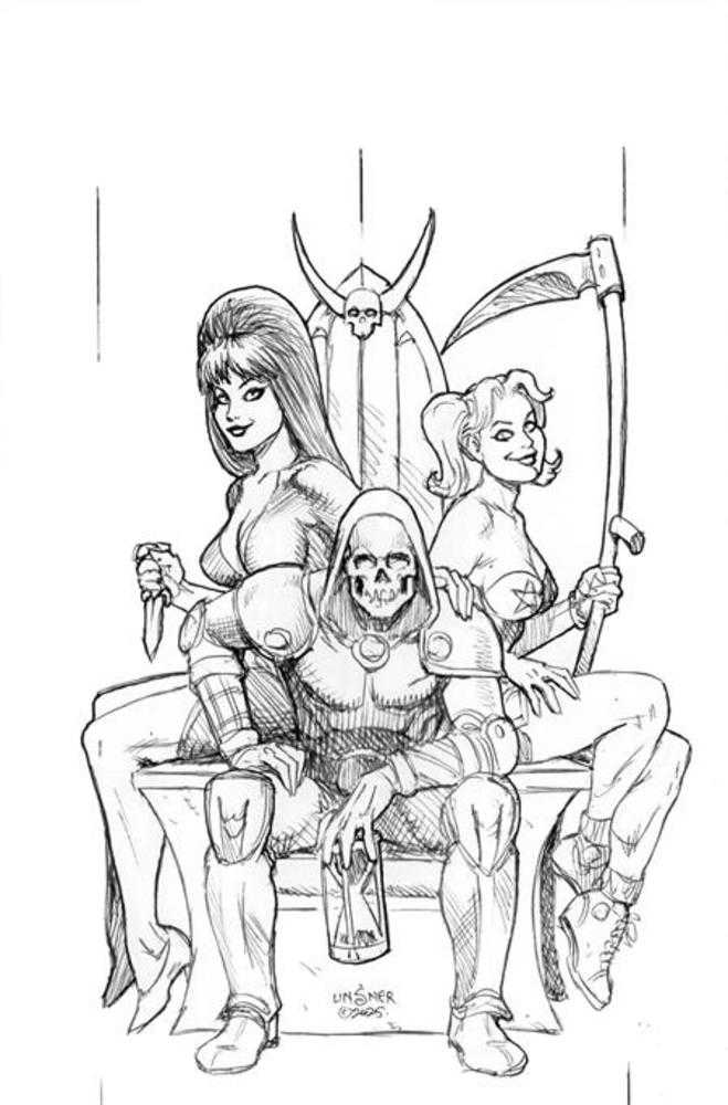 Harley Quinn X Elvira #5 Cover N Inc 1:10 Joseph Michael Linsner Line Art Full Art Variant