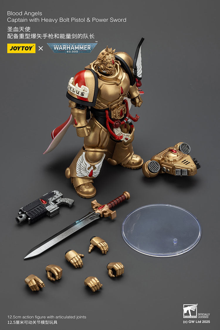 JOYTOY Warhammer 40K: Blood Angels - Captain with Heavy Bolt Pistol & Power Sword Action Figure