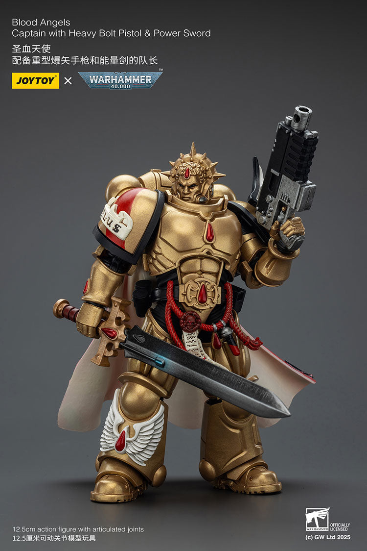 JOYTOY Warhammer 40K: Blood Angels - Captain with Heavy Bolt Pistol & Power Sword Action Figure