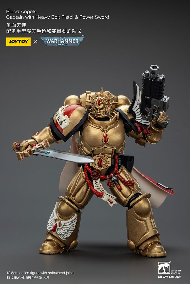JOYTOY Warhammer 40K: Blood Angels - Captain with Heavy Bolt Pistol & Power Sword Action Figure