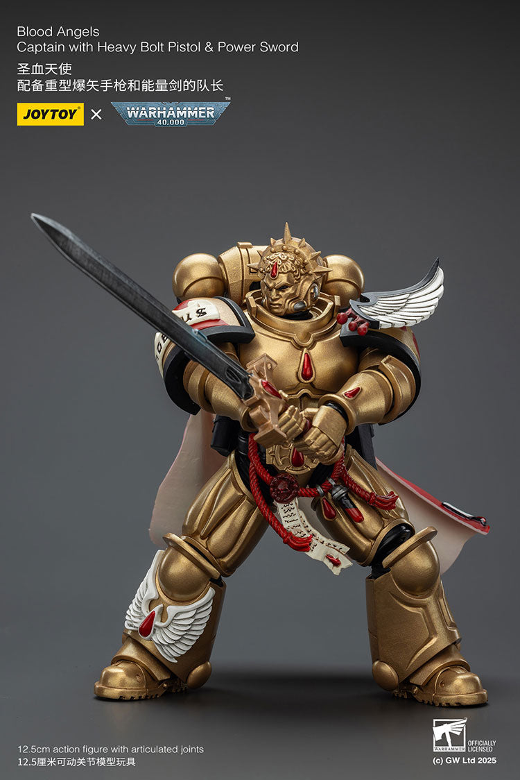 JOYTOY Warhammer 40K: Blood Angels - Captain with Heavy Bolt Pistol & Power Sword Action Figure
