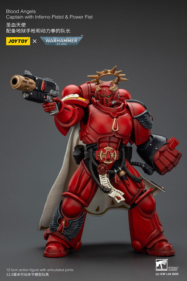 JOYTOY Warhammer 40K: Blood Angels - Captain with Inferno Pistol & Power Fist Action Figure
