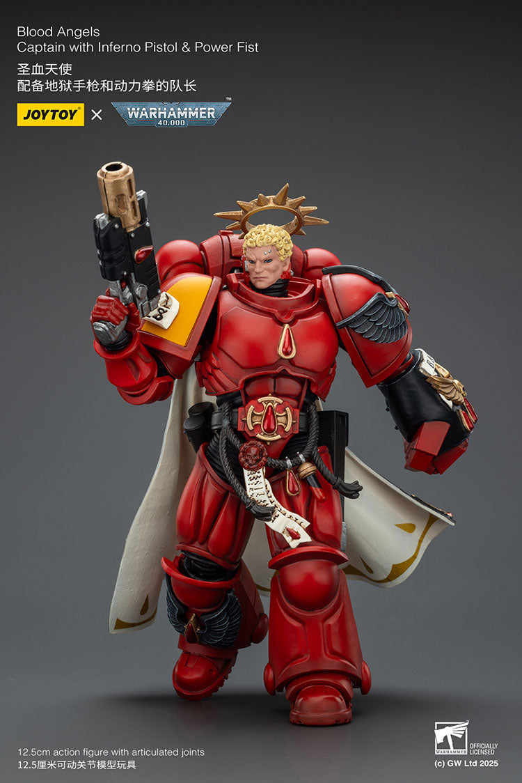 JOYTOY Warhammer 40K: Blood Angels - Captain with Inferno Pistol & Power Fist Action Figure