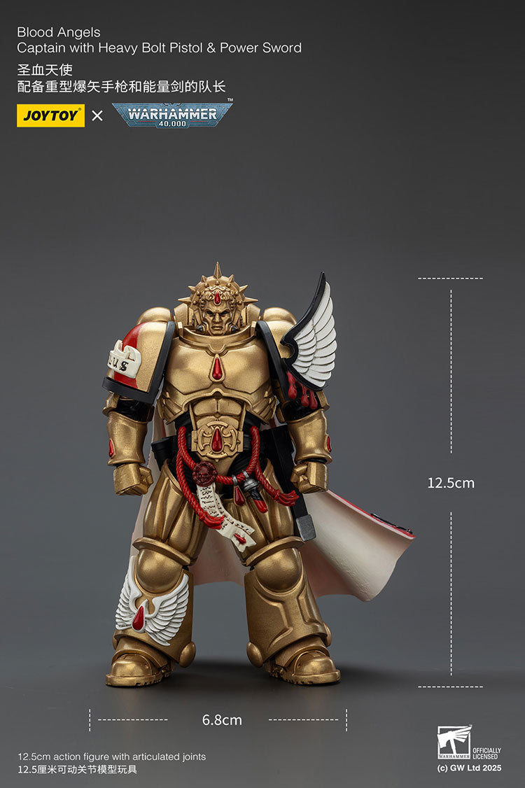 JOYTOY Warhammer 40K: Blood Angels - Captain with Heavy Bolt Pistol & Power Sword Action Figure