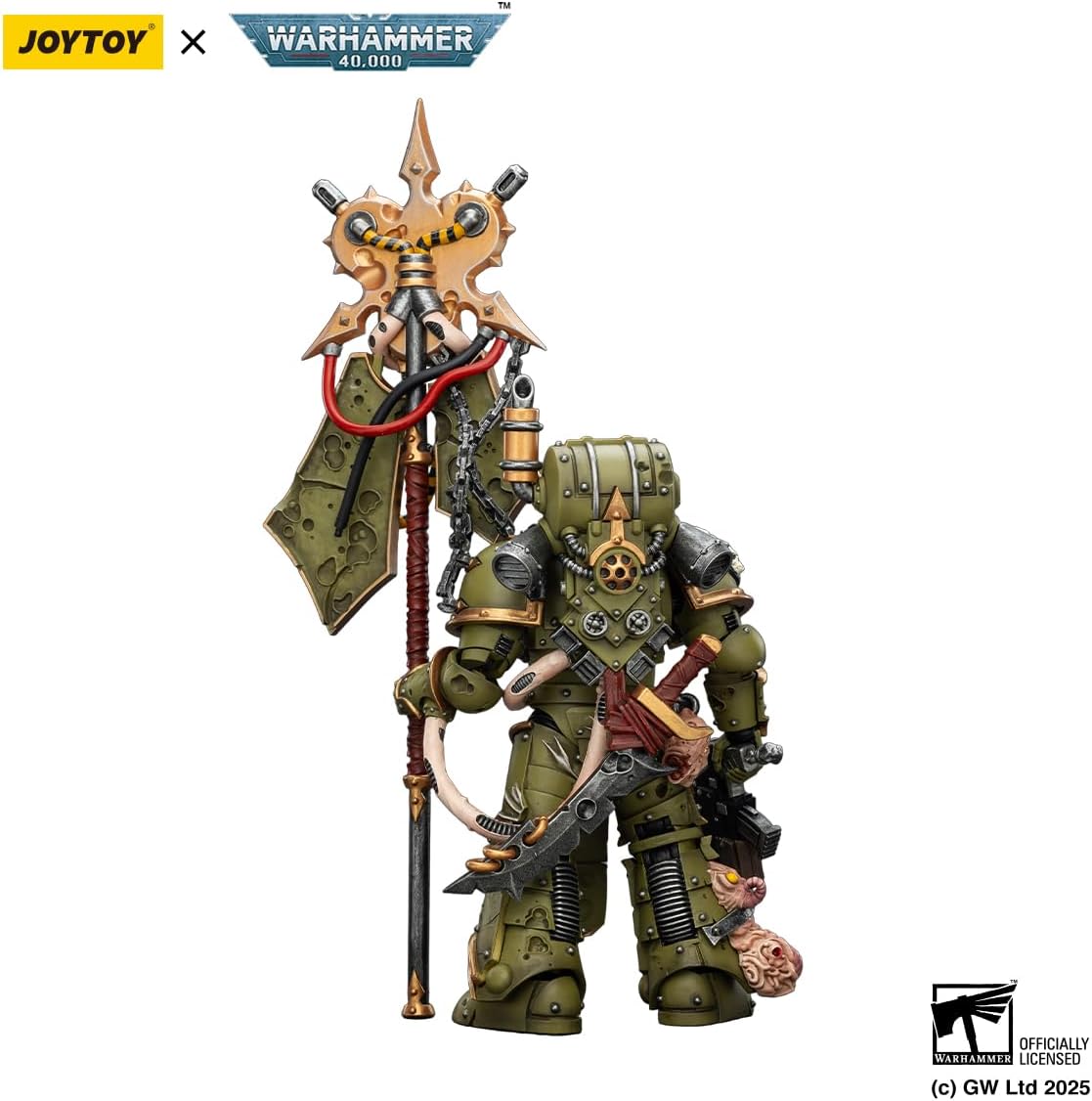 Death Guard Plague Marine Icon bearer with Boltgun and Plague knife