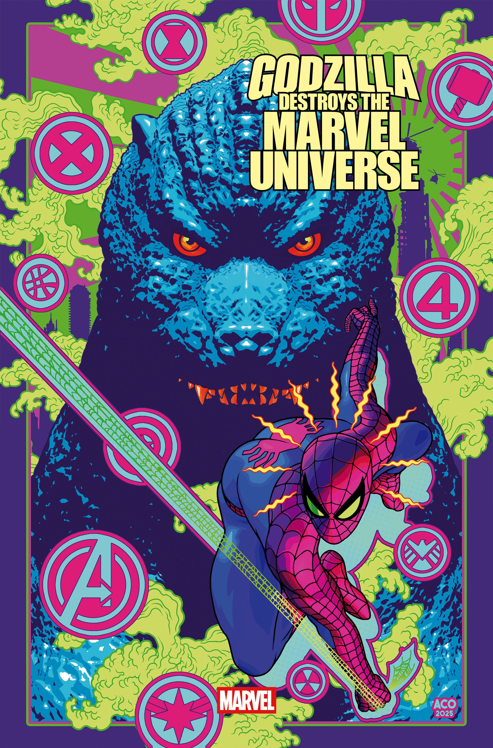 Godzilla Destroys The Marvel Universe #4 Aco Variant