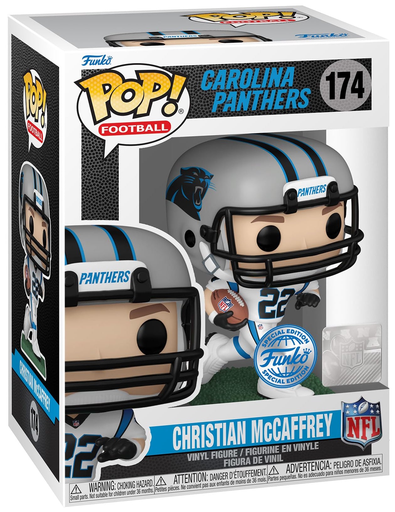Pop! Football: NFL Carolina Panthers Christian McCaffrey (Away) Vinyl Figure