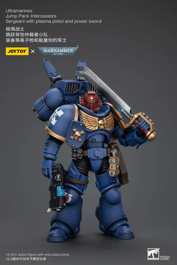 WARHAMMER 40K  -  JOYTOY  -  ULTRAMARINES - JUMP PACK INTERCESSORS SERGEANT WITH PLASMA PISTOL AND POWER SWORD