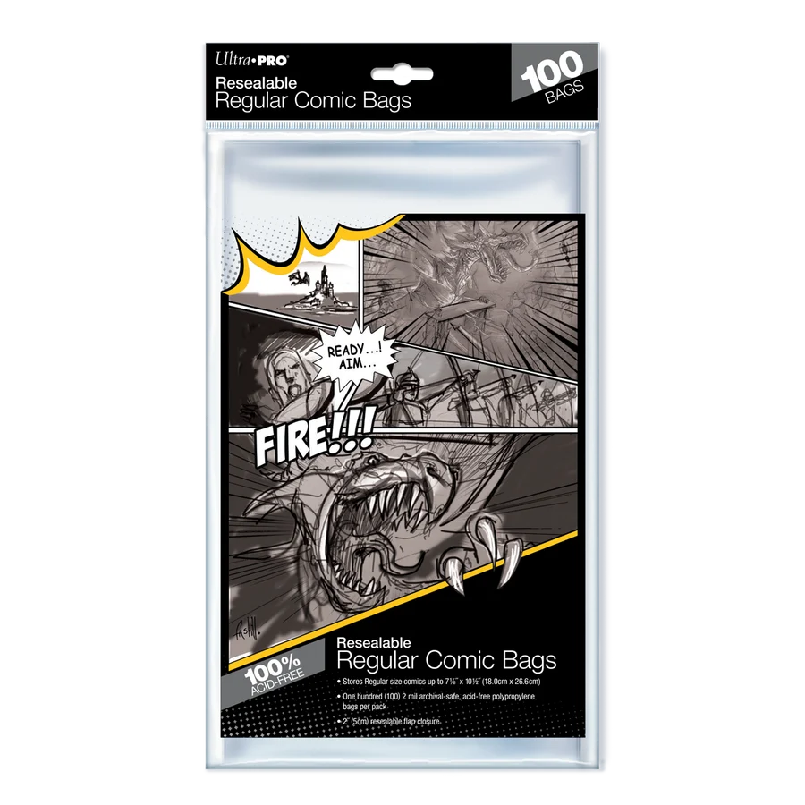 Ultra Pro Resealable Comic Bags - Regular Size - 100 Pack