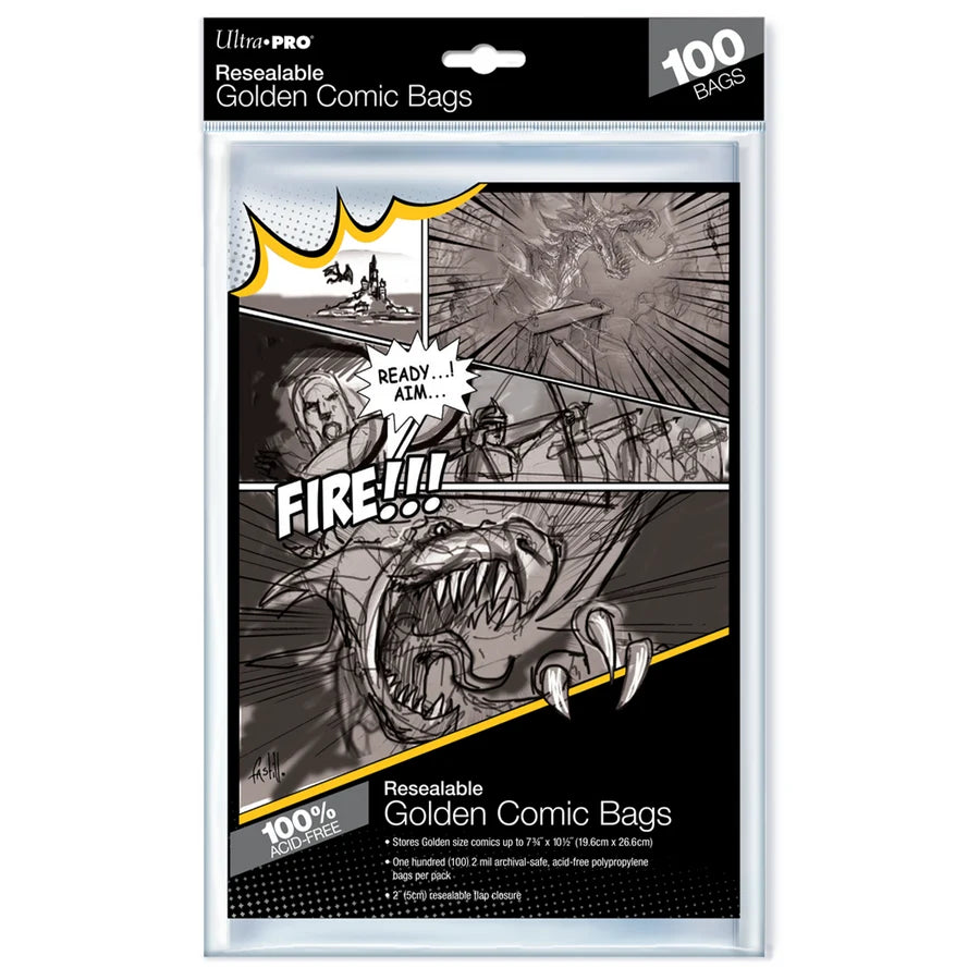 Ultra Pro Resealable Comic Bags - Golden Size - 100 Pack