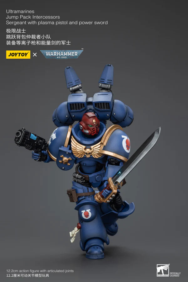 WARHAMMER 40K  -  JOYTOY  -  ULTRAMARINES - JUMP PACK INTERCESSORS SERGEANT WITH PLASMA PISTOL AND POWER SWORD