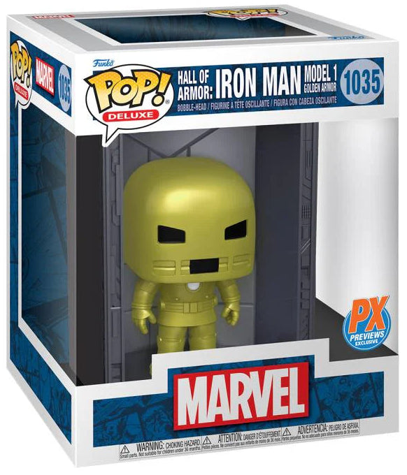 Pop! Deluxe: Marvel Hall of Armor Iron Man Model 1 Golden Armor (Previews Exclusive) Vinyl Figure