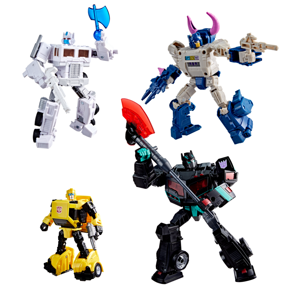 Transformers: Age of the Primes 4-Pack - Ultra Magnus & Autobot Bumper vs. Horri-Bull & Nemesis Prime Action Figures