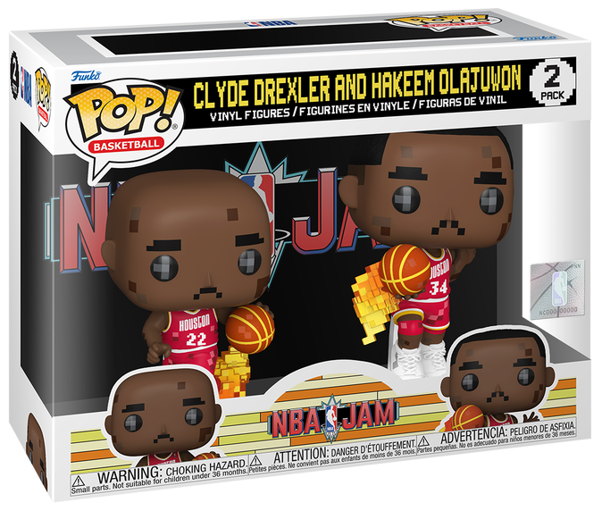 Pop! Basketball: NBA Jam Clyde Drexler and Hakeem Olajuwon 2-Pack Vinyl Figures