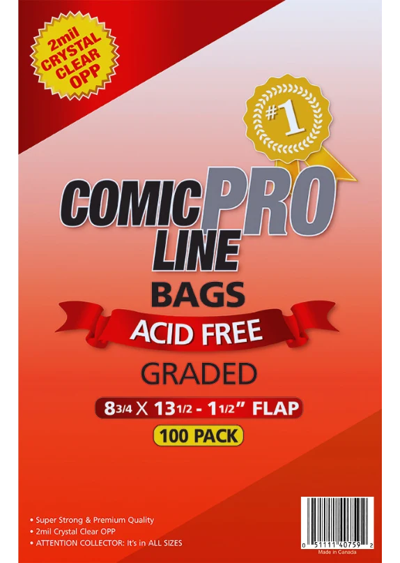 Comic Pro Line Bags - Graded Size - 100 Pack