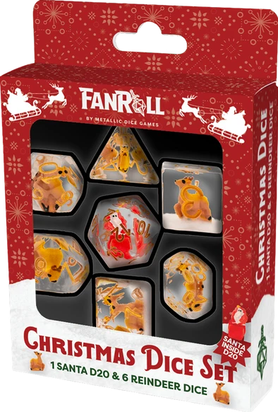 FanRoll - Resin 7-Piece Dice Set - Reindeer + Santa
