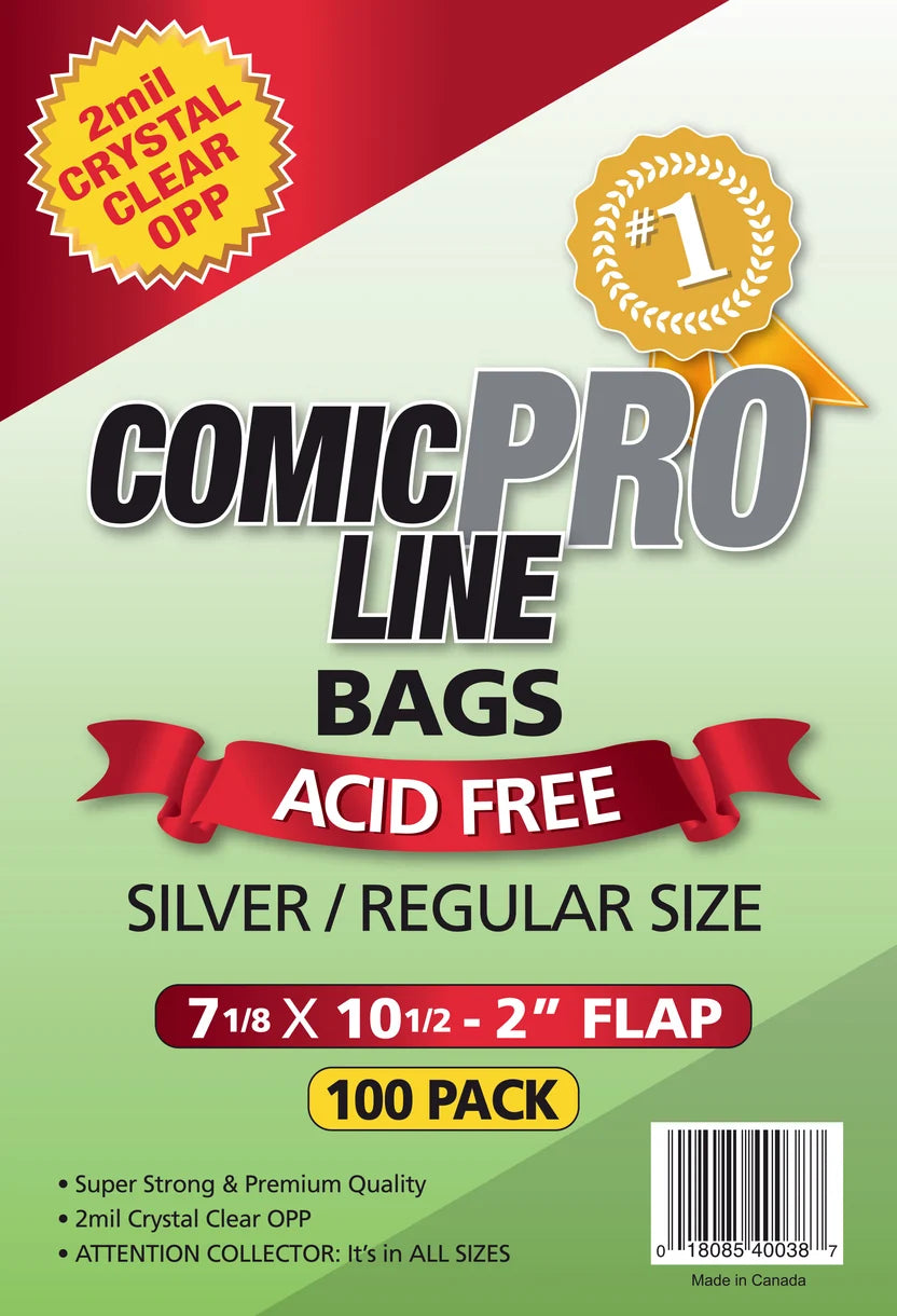 Comic Pro Line Bags - Silver / Regular Size - 100 Pack