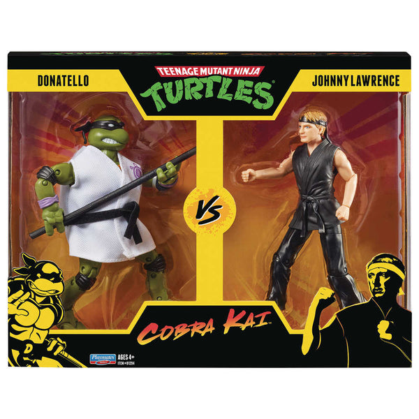 Figura de acción de Donatello vs Johnny Lawrence de las Tortugas Ninja X Cobra Kai, paquete de 2 (